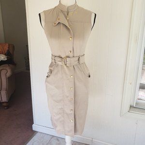 Calvin Klein Tan Belted Sleeveless Dress Size 2